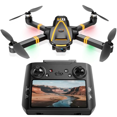 DEERC D10 Drone pliable avec caméra pour adultes 2K HD FPV Live Video, Tap Fly, contrôle gestuel, selfie, maintien d'altitude, mode sans tête, quadricoptère RC pour débutants avec 2 piles et étui
